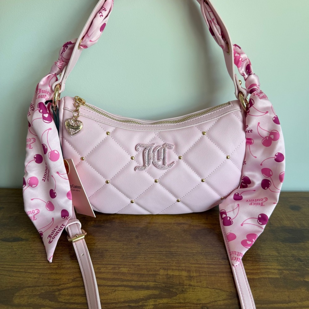 New Juicy Couture Holding The Line Coho Pink Cherry Shoulder Handbag Summer